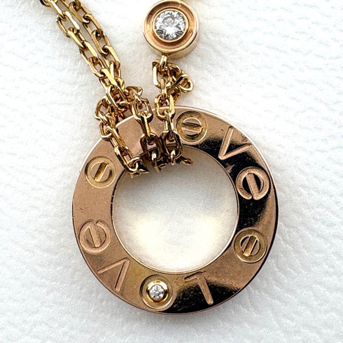 Love Circle Pendant Necklace 18K Rose Gold with Diamond