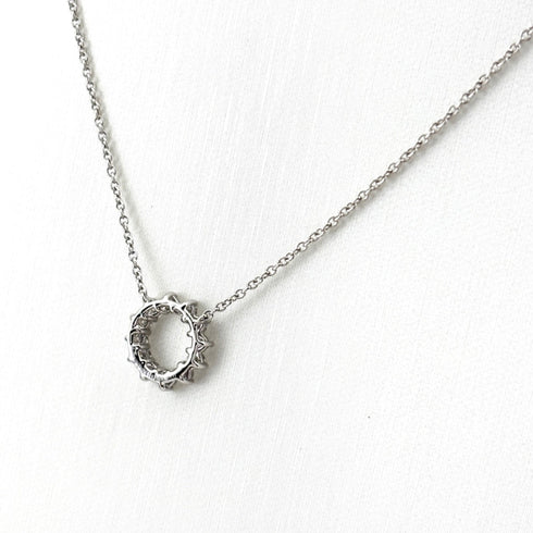 Open Circle Pendant Necklace Platinum Mini with Diamond