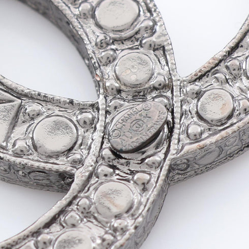 CC Logo Brooch Silver-Tone Metal