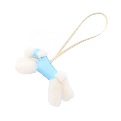 Charm Agneau Milo Sheepskin Blue and White Handbag Charm