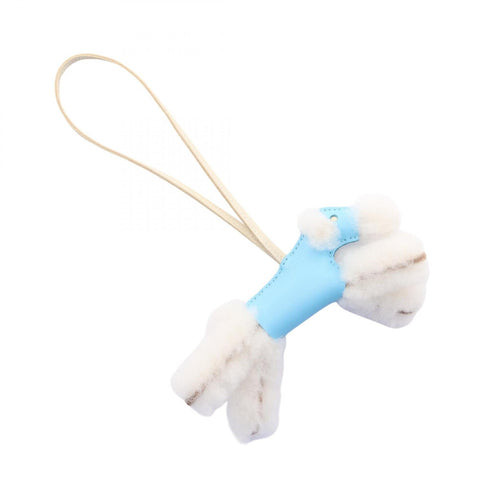 Charm Agneau Milo Sheepskin Blue and White Handbag Charm