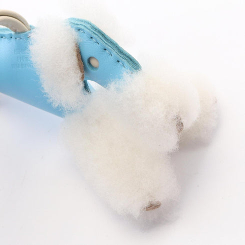 Charm Agneau Milo Sheepskin Blue and White Handbag Charm