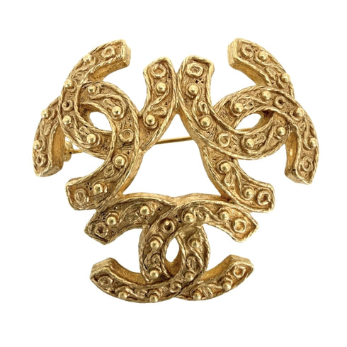 CC Logo Brooch Gold-Tone Metal