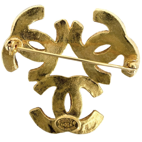 CC Logo Brooch Gold-Tone Metal