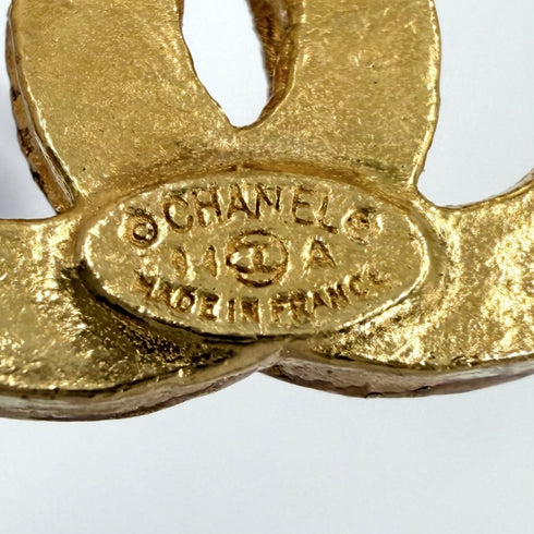CC Logo Brooch Gold-Tone Metal