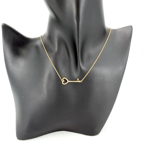 Heart Key Pendant Necklace 18K Rose Gold