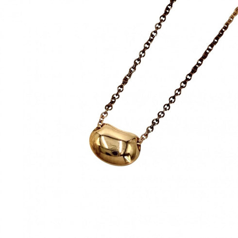 Bean Pendant Necklace 18K Rose Gold 0.6mm