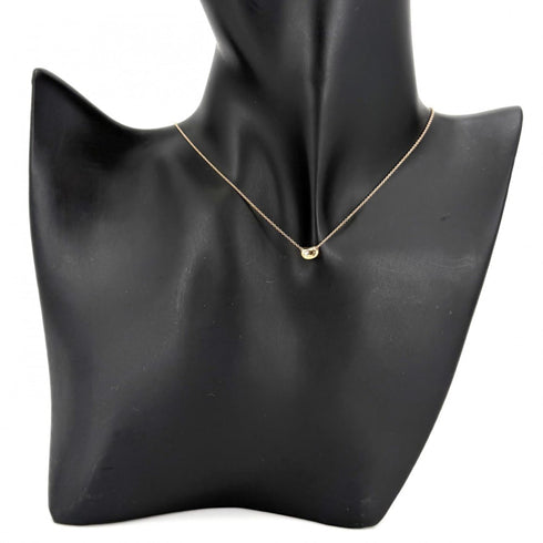 Bean Pendant Necklace 18K Rose Gold 0.6mm