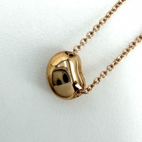 Bean Pendant Necklace 18K Rose Gold 0.6mm
