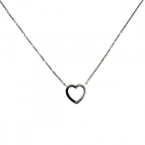 Metro Heart Pendant Necklace White Gold With Pink Sapphire And Silver Clasp