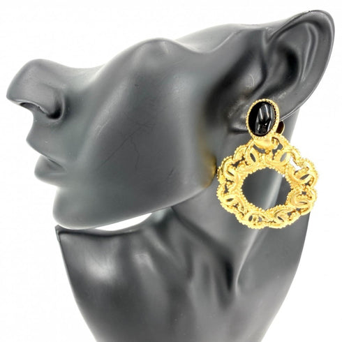 CC Logo Clip-On Earrings Gold-Tone Metal Gold-Tone Metal
