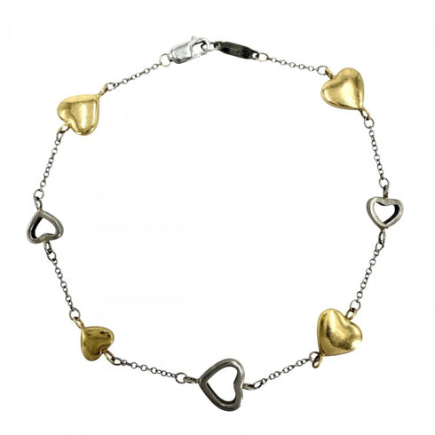 Multi Heart Bracelet 18K White Gold and 18K Yellow Gold