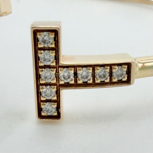 T Bracelet 18K Rose Gold with Diamond and Shell