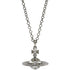 Orb Pendant Necklace Metal with Rhinestone Silver