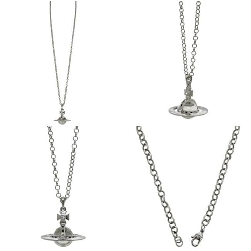 Orb Pendant Necklace Metal with Rhinestone Silver