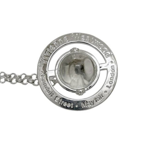 Orb Pendant Necklace Metal with Rhinestone Silver