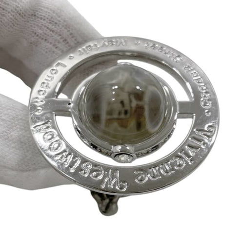 Orb Pendant Necklace Metal with Rhinestone Silver