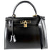 Kelly Handbag Black Box Calf with Gold Hardware 28