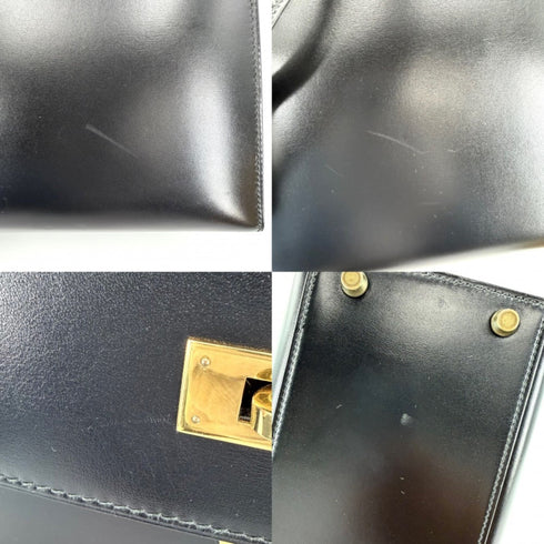 Kelly Handbag Black Box Calf with Gold Hardware 28