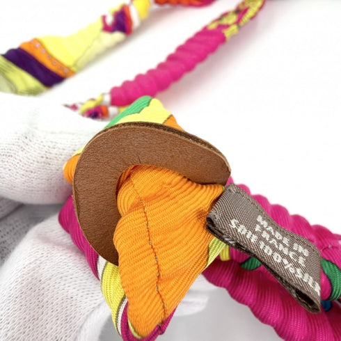 Petit H Pendant Necklace Silk Pleated Multicolored