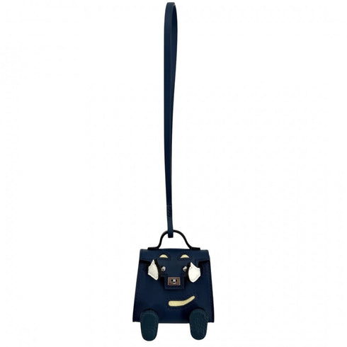 Kelly Bag Charm Leather Navy Handbag Charm