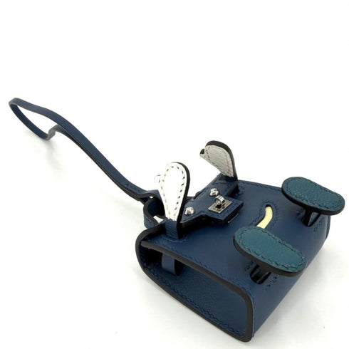 Kelly Bag Charm Leather Navy Handbag Charm
