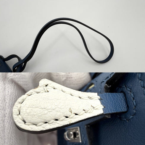 Kelly Bag Charm Leather Navy Handbag Charm