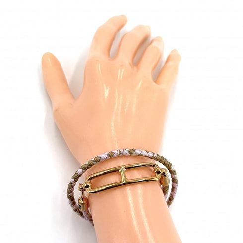 Roulette Double Tour Bracelet Gold With Brown And Pink