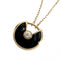 Pendant Necklace 18K Rose Gold With Onyx and Diamond