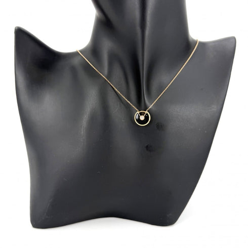 Pendant Necklace 18K Rose Gold With Onyx and Diamond