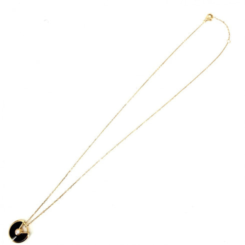 Pendant Necklace 18K Rose Gold With Onyx and Diamond