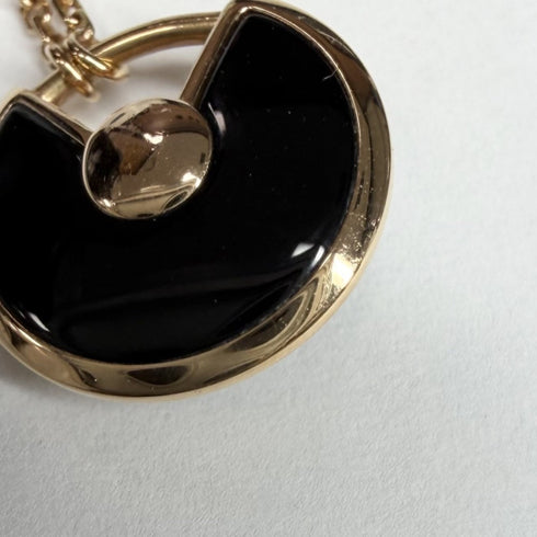 Pendant Necklace 18K Rose Gold With Onyx and Diamond