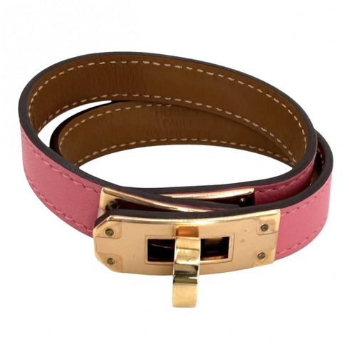 Kelly Double Tour Bracelet Leather Pink Mini