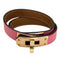 Kelly Double Tour Bracelet Leather Pink Mini