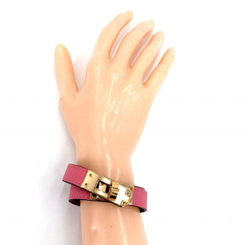 Kelly Double Tour Bracelet Leather Pink Mini