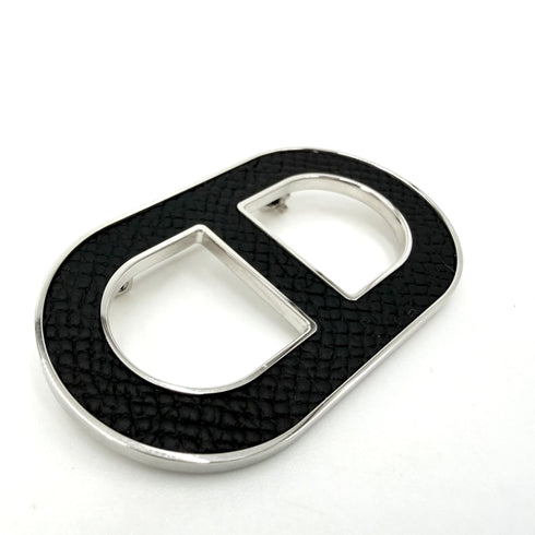 Chaine d'Ancre Brooch Leather Black and White