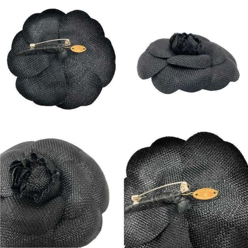 Camellia Brooch Black Ivory White