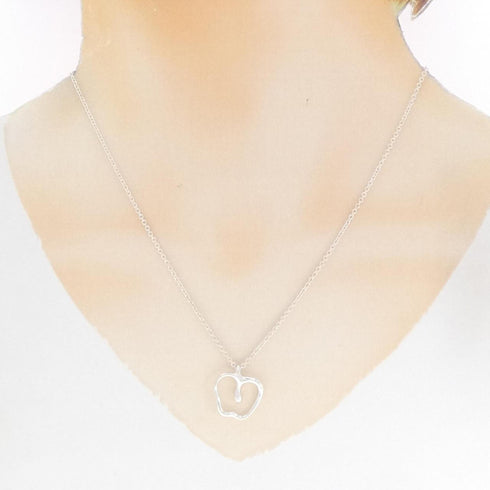Apple Pendant Necklace Sterling Silver Small