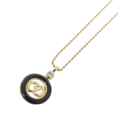 Pendant Necklace Black and Clear and Gold