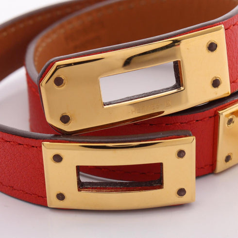 Mini Kelly Double Tour Bracelet Gold and Swift Leather