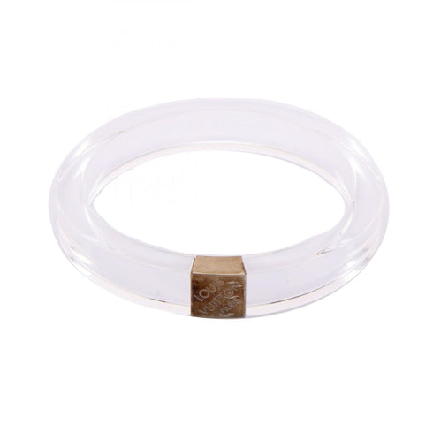 Bangle Metal and Plastic Clear and Silver Bracelet