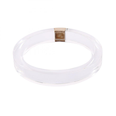 Bangle Metal and Plastic Clear and Silver Bracelet