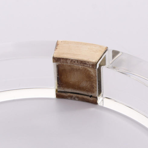 Bangle Metal and Plastic Clear and Silver Bracelet