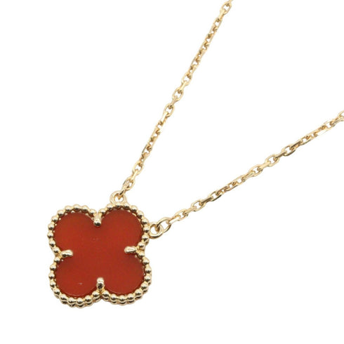 Vintage Alhambra Pendant Necklace 18K Yellow Gold and Carnelian