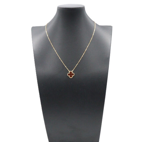 Vintage Alhambra Pendant Necklace 18K Yellow Gold and Carnelian