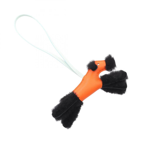 Charm Agneau Milo and Fur Black Green Orange Handbag Charm