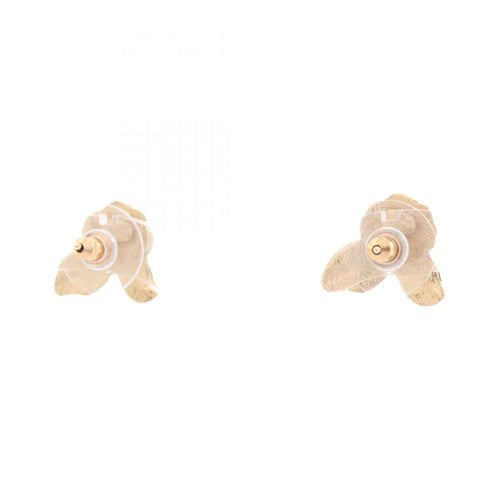 CC Logo Flower Earrings Metal Gold-Tone Metal