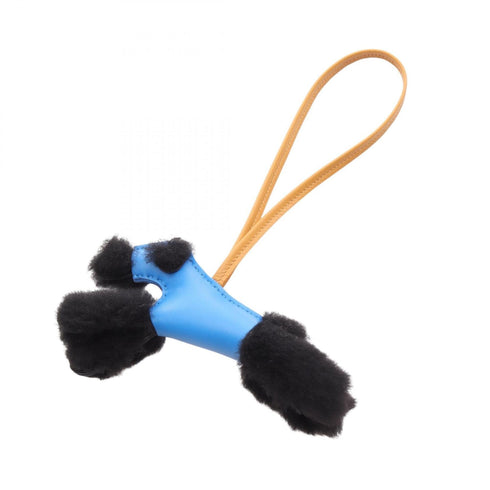 Charm Agneau Milo and Fur Blue and Brown Handbag Charm
