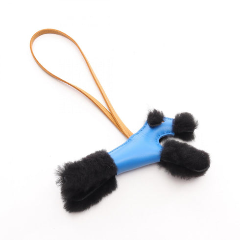 Charm Agneau Milo and Fur Blue and Brown Handbag Charm