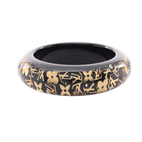 Resin Black and Gold Bangle Bracelet